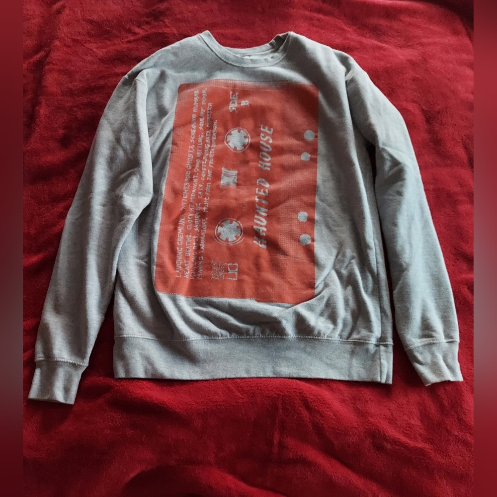 Discount Cemetery Haunted Cassette Gray Crewneck Sweater